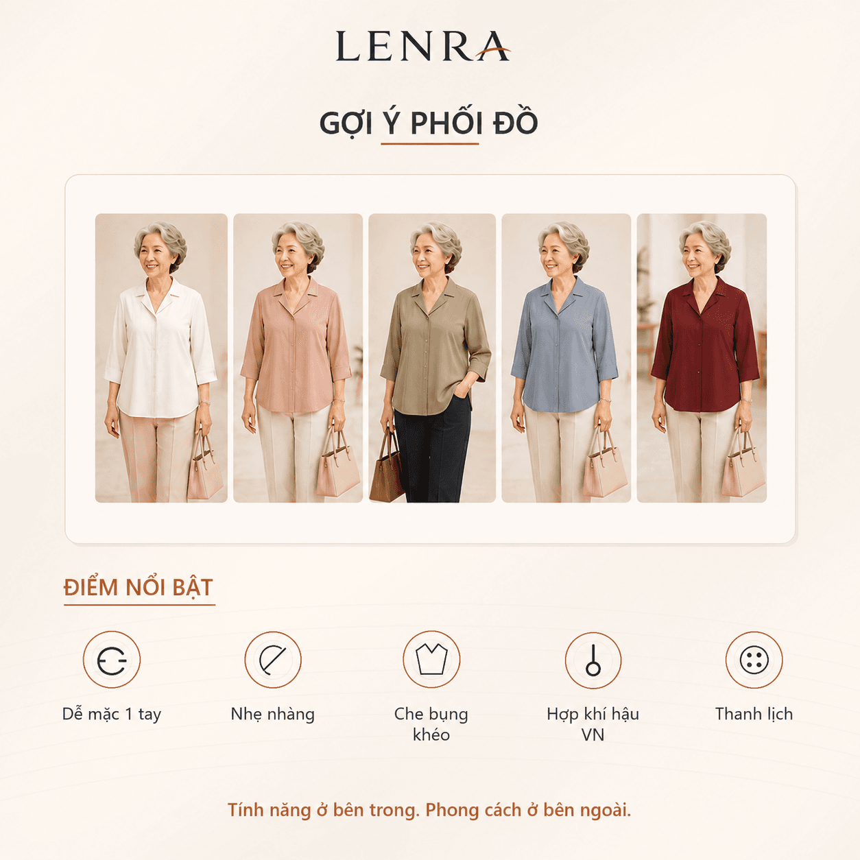 Ảnh mô tả 6 của Áo Kiểu Nữ LENRA Daily W01 Cúc Áo Nam Châm Ẩn - Chạm Êm