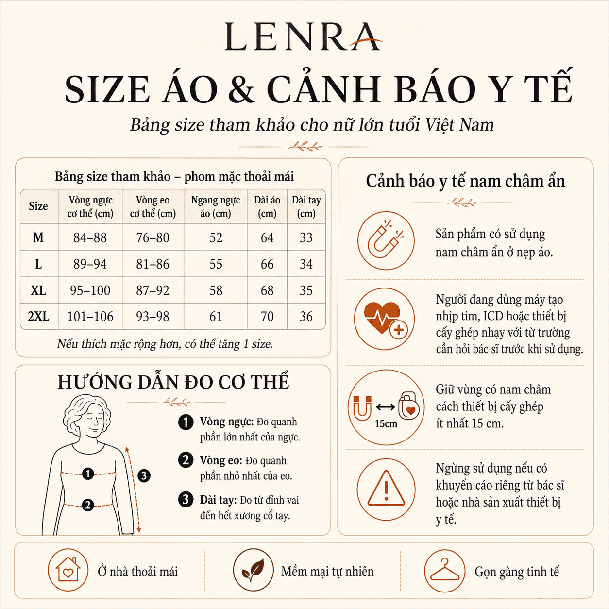 Ảnh mô tả 7 của Áo Nữ LENRA Home W01 Cúc Áo Nam Châm Ẩn - Dịu Êm
