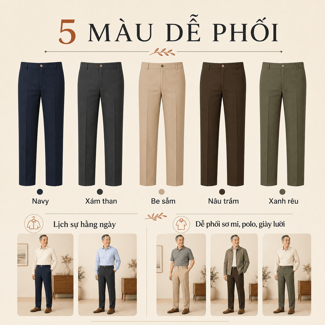 Ảnh mô tả 5 của Quần Nam LENRA Daily 02 Cạp Chun Nẹp Nam Châm Ẩn - Êm Dáng