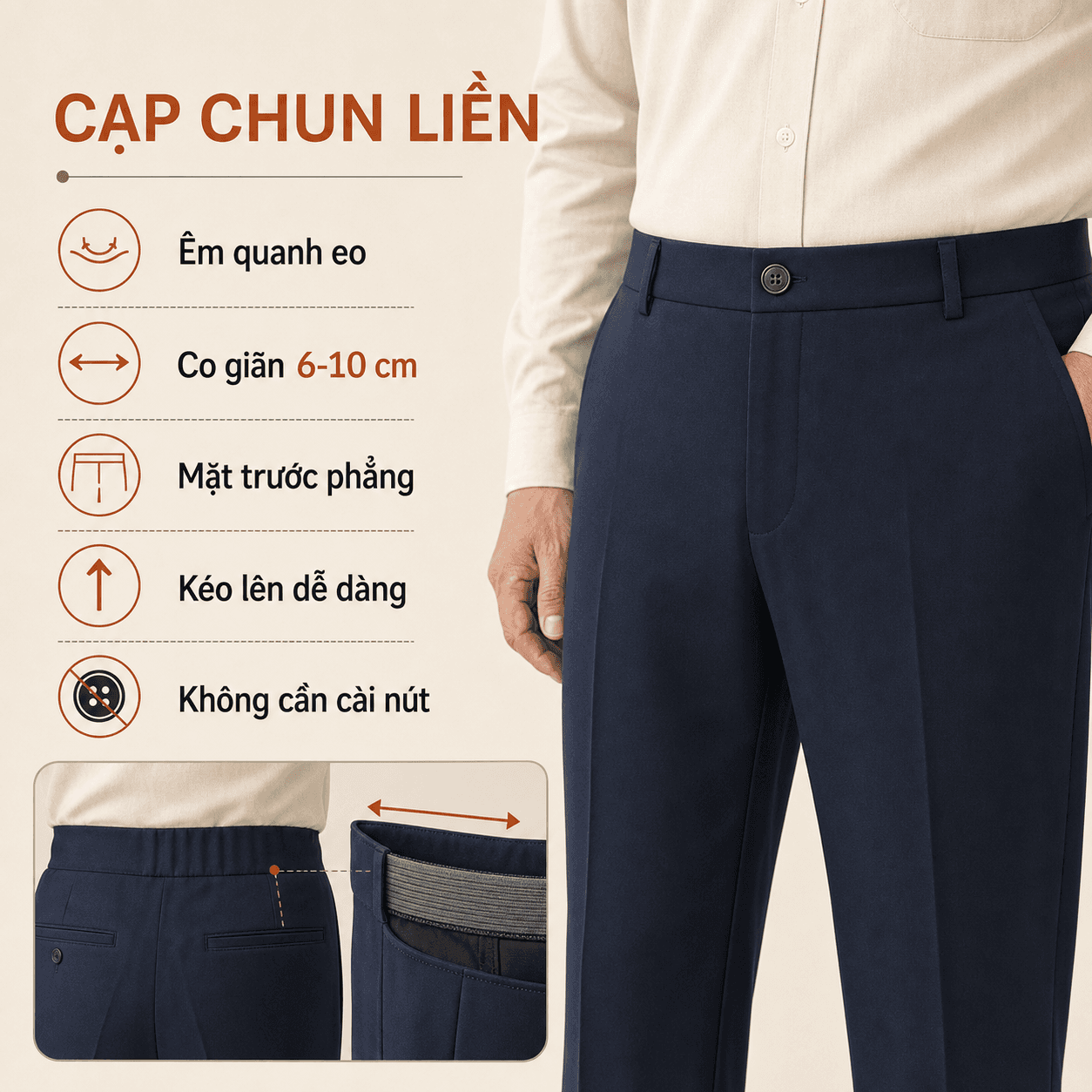 Ảnh mô tả 3 của Quần Nam LENRA Daily 02 Cạp Chun Nẹp Nam Châm Ẩn - Êm Dáng