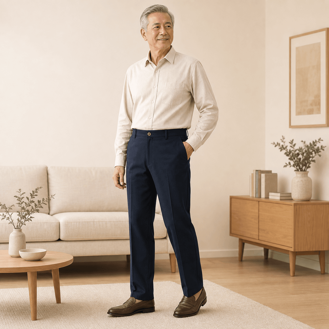 Quần Nam LENRA Daily 02 Cạp Chun Nẹp Nam Châm Ẩn - Êm Dáng màu Navy