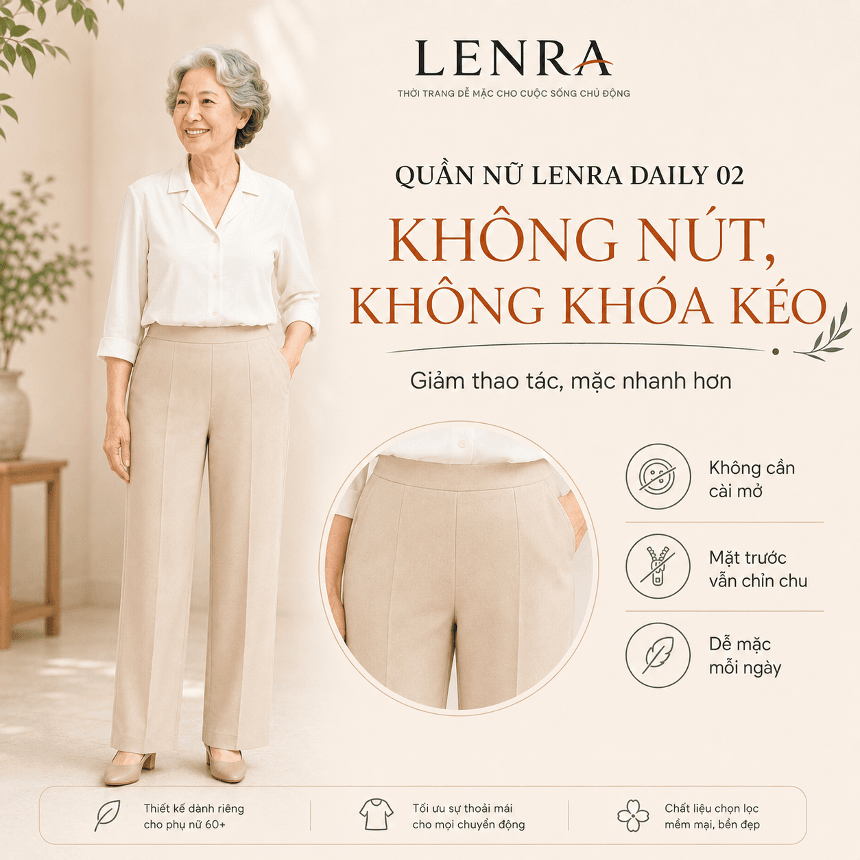 Ảnh mô tả 3 của Quần Nữ LENRA Daily 02 Cạp Chun Liền - Dịu Dáng